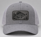 Crappie — 3.5-inch Charcoal patch on Heather Grey/Light Grey Richardson 112; product mockup