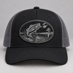 Richardson 112 Black / Charcoal hat with black and silver bass leatherette patch