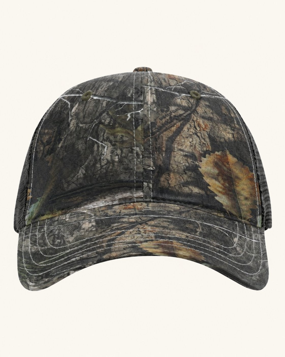 Richardson 111P — Mossy Oak Country DNA/ Black — blank cap supplier reference; patch not shown