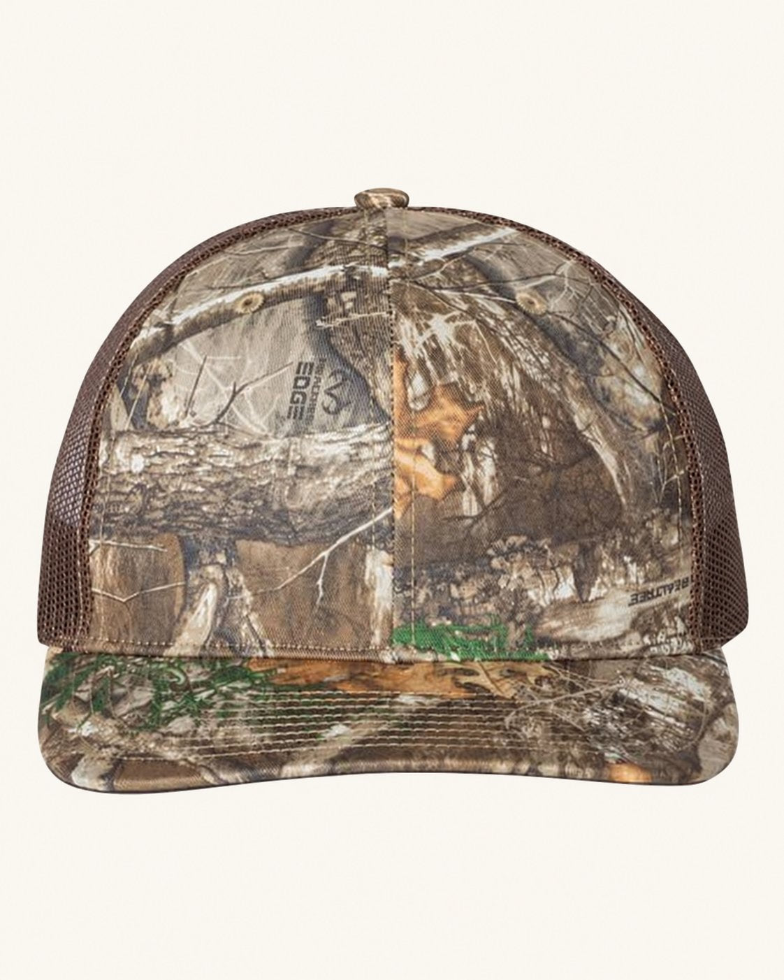 Richardson 112P — Realtree Edge/ Brown — blank cap supplier reference; patch not shown